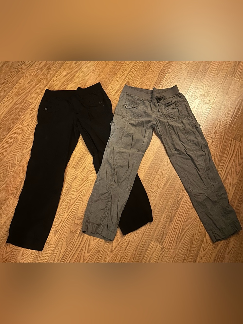 EUC Rue 21 Women’s Drawstring Cargo Pants Black & Army Olive Green Sz XL